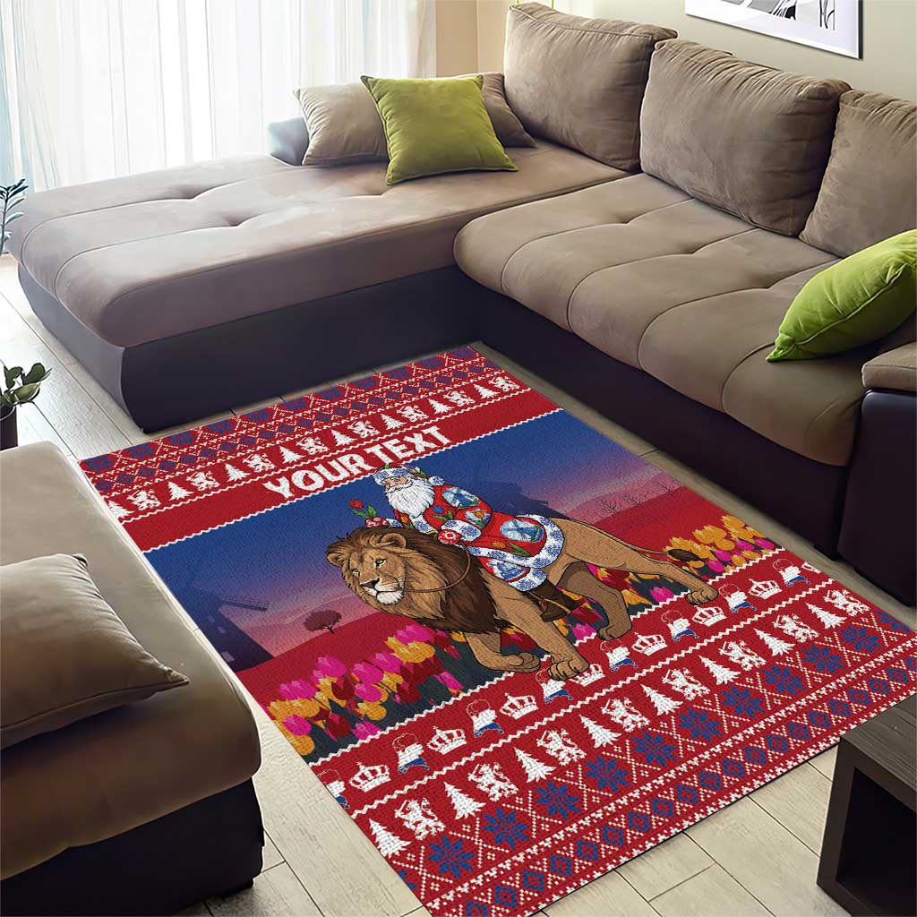 Netherlands Christmas Personalized Area Rug Santa Riding Lion Fijne Kerstdagen - Wonder Print Shop