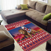 Netherlands Christmas Personalized Area Rug Santa Riding Lion Fijne Kerstdagen - Wonder Print Shop