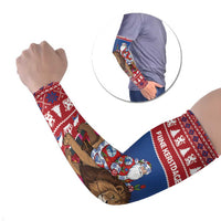 Netherlands Christmas Personalized Arm Sleeves Santa Riding Lion Fijne Kerstdagen - Wonder Print Shop