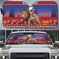 Netherlands Christmas Personalized Auto Sun Shade Santa Riding Lion Fijne Kerstdagen - Wonder Print Shop