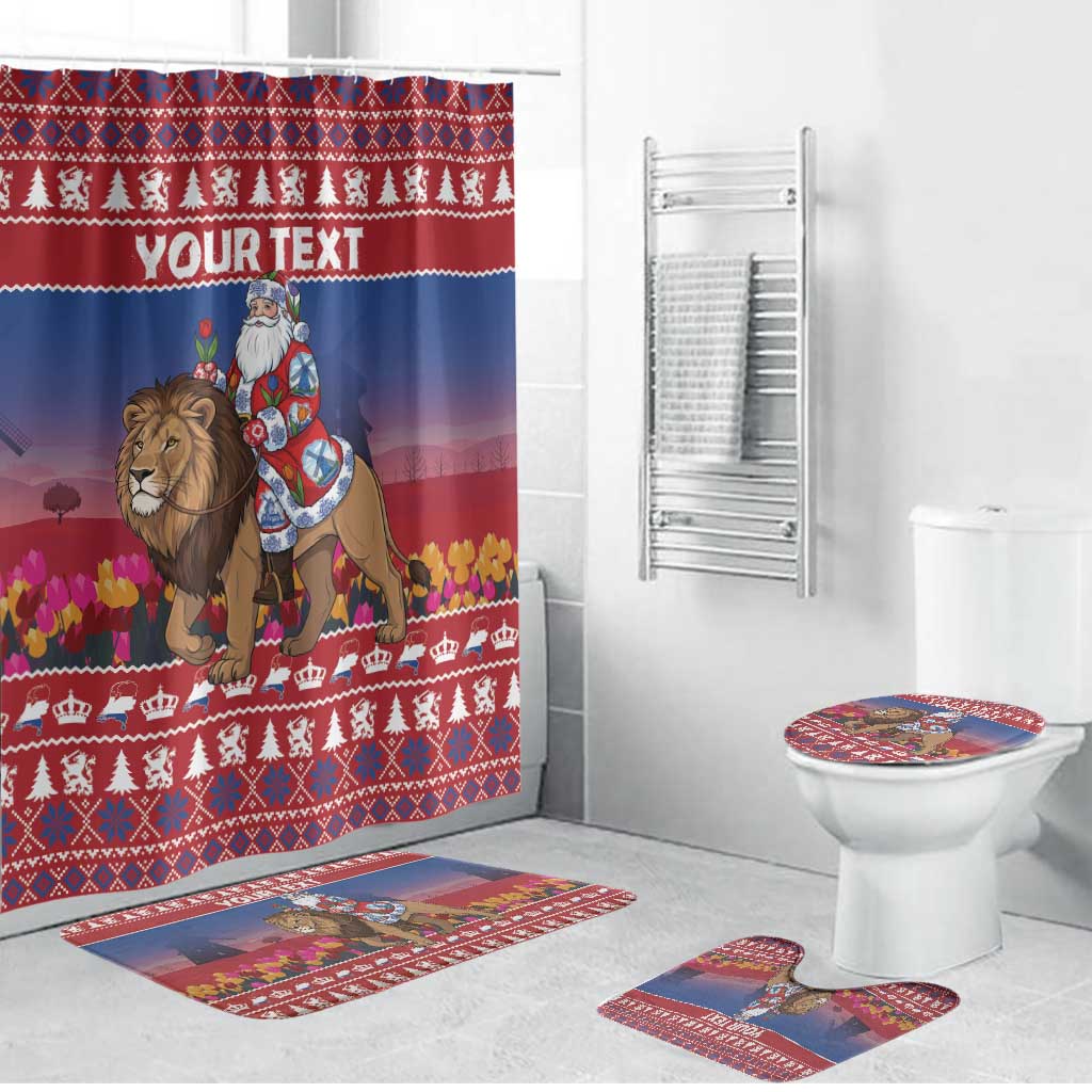 Netherlands Christmas Personalized Bathroom Set Santa Riding Lion Fijne Kerstdagen - Wonder Print Shop
