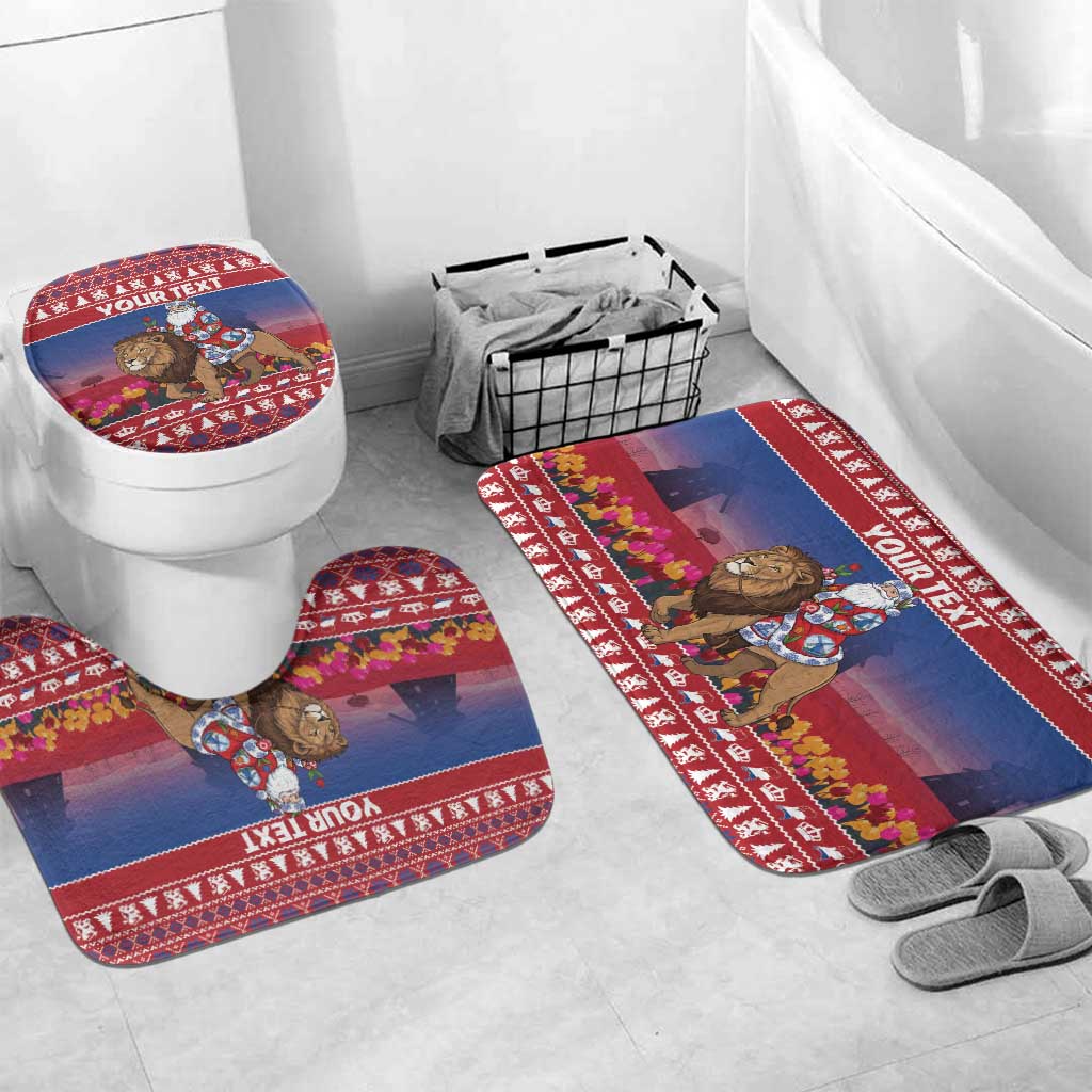 Netherlands Christmas Personalized Bathroom Set Santa Riding Lion Fijne Kerstdagen - Wonder Print Shop