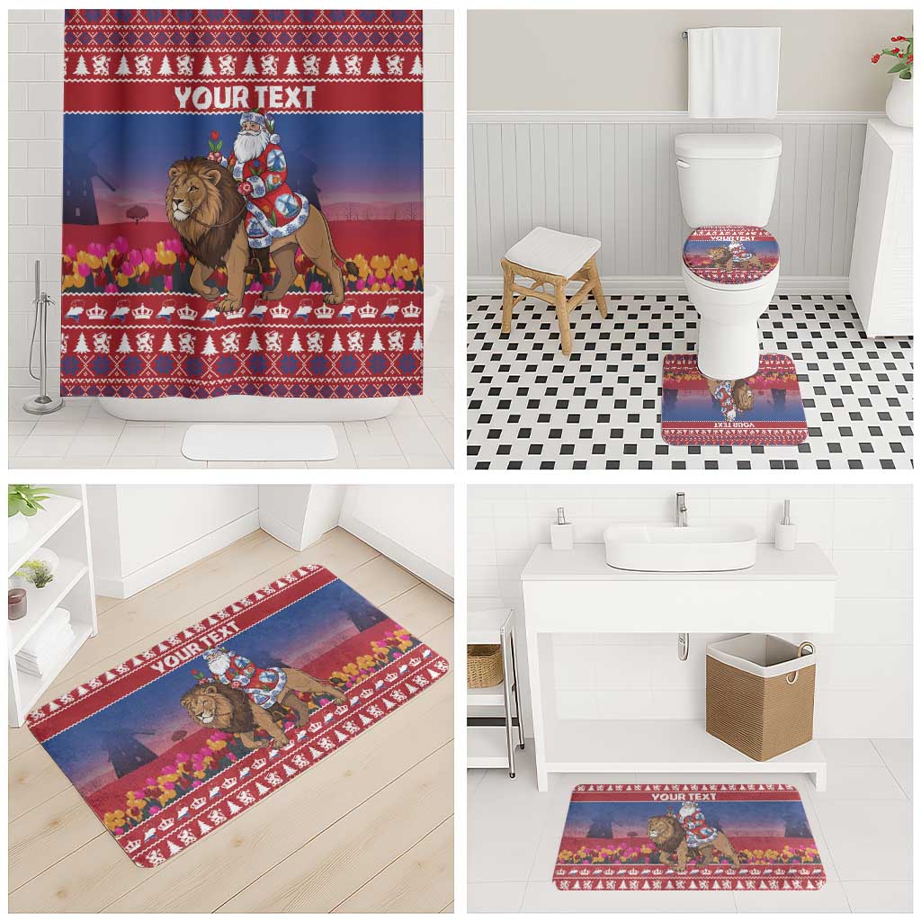 Netherlands Christmas Personalized Bathroom Set Santa Riding Lion Fijne Kerstdagen - Wonder Print Shop
