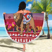 Netherlands Christmas Personalized Beach Blanket Santa Riding Lion Fijne Kerstdagen - Wonder Print Shop