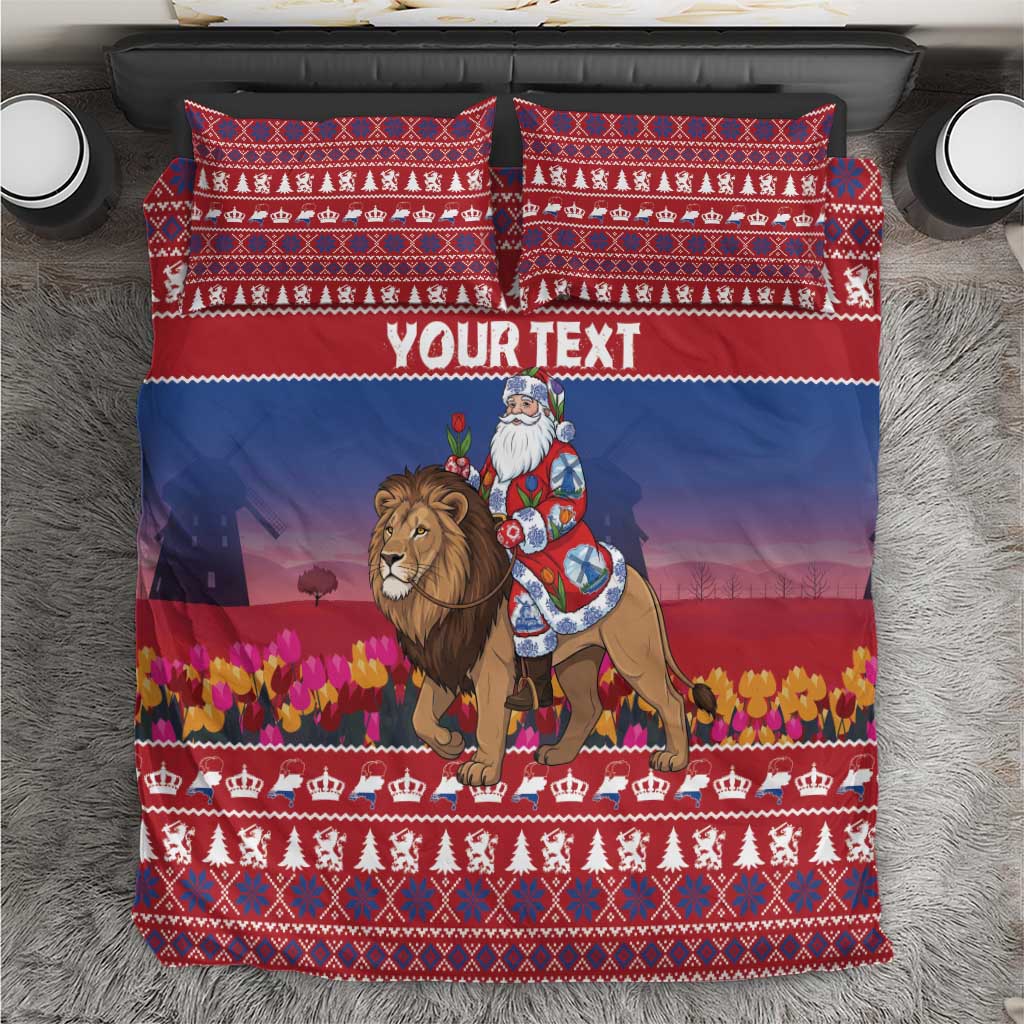 Netherlands Christmas Personalized Bedding Set Santa Riding Lion Fijne Kerstdagen - Wonder Print Shop