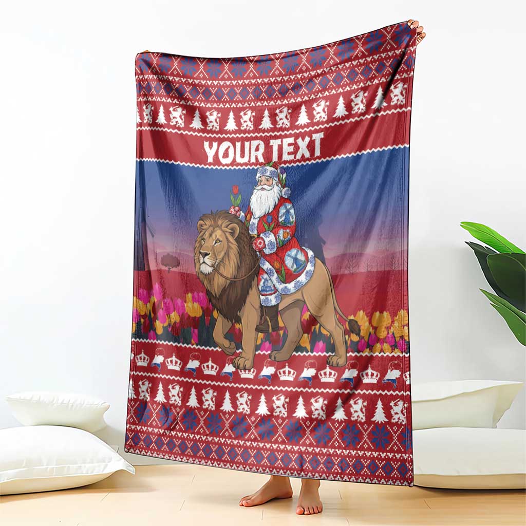Netherlands Christmas Personalized Blanket Santa Riding Lion Fijne Kerstdagen - Wonder Print Shop