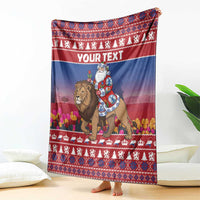 Netherlands Christmas Personalized Blanket Santa Riding Lion Fijne Kerstdagen - Wonder Print Shop