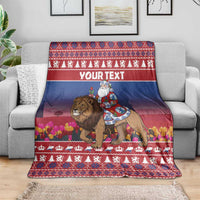 Netherlands Christmas Personalized Blanket Santa Riding Lion Fijne Kerstdagen - Wonder Print Shop