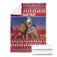 Netherlands Christmas Personalized Blanket Santa Riding Lion Fijne Kerstdagen - Wonder Print Shop