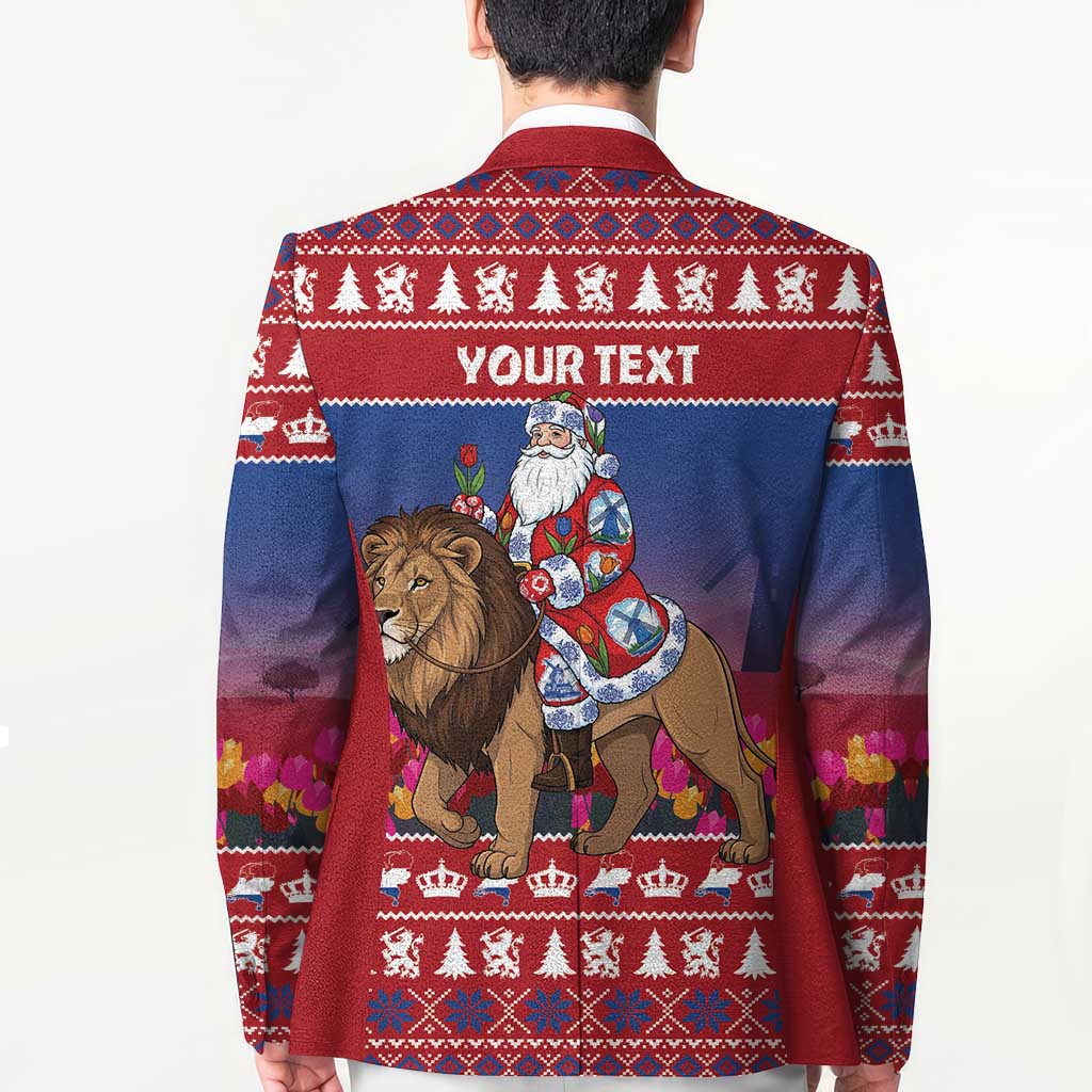 Netherlands Christmas Personalized Blazer Santa Riding Lion Fijne Kerstdagen - Wonder Print Shop