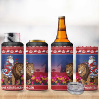 Netherlands Christmas Personalized 4 in 1 Can Cooler Tumbler Santa Riding Lion Fijne Kerstdagen - Wonder Print Shop