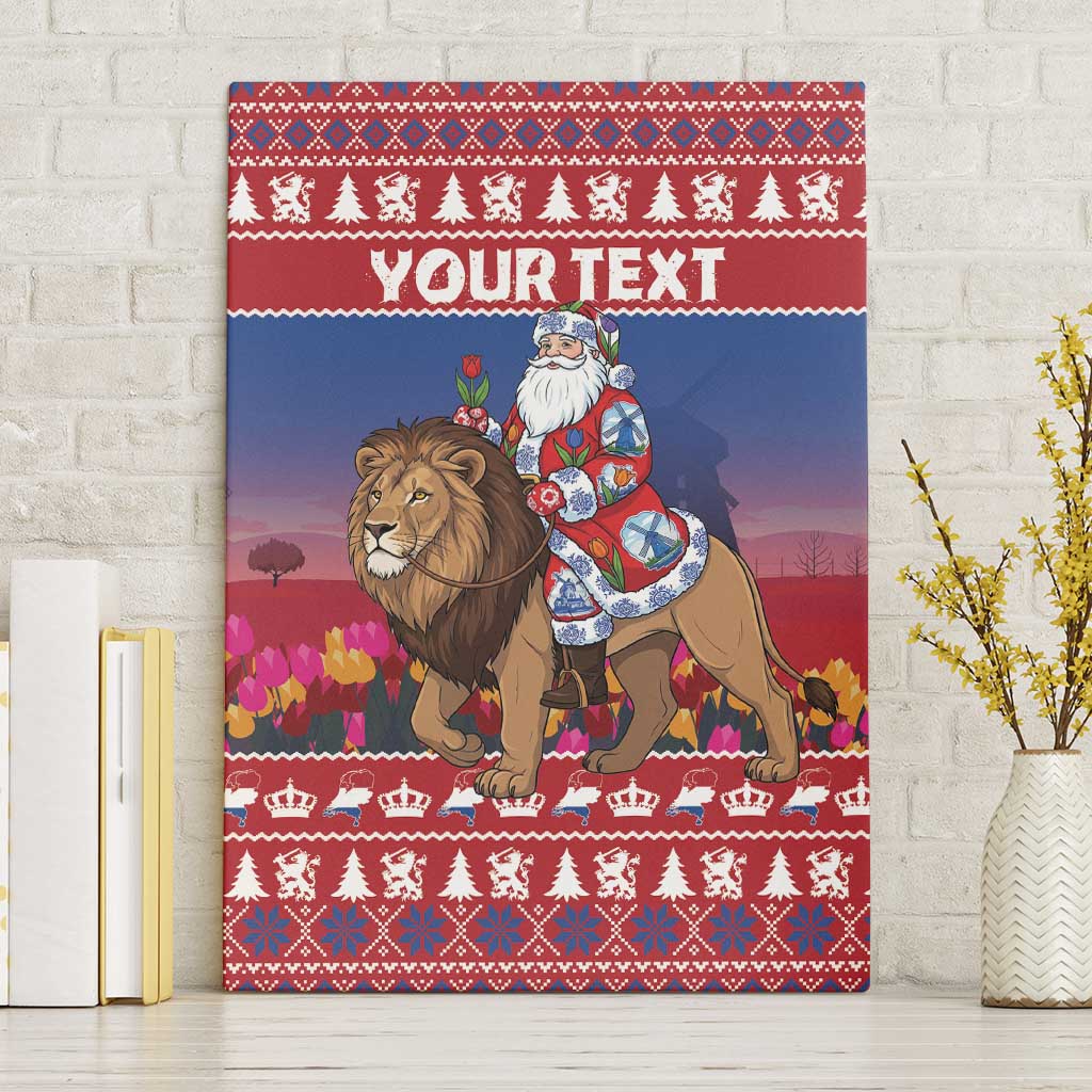 Netherlands Christmas Personalized Canvas Wall Art Santa Riding Lion Fijne Kerstdagen - Wonder Print Shop