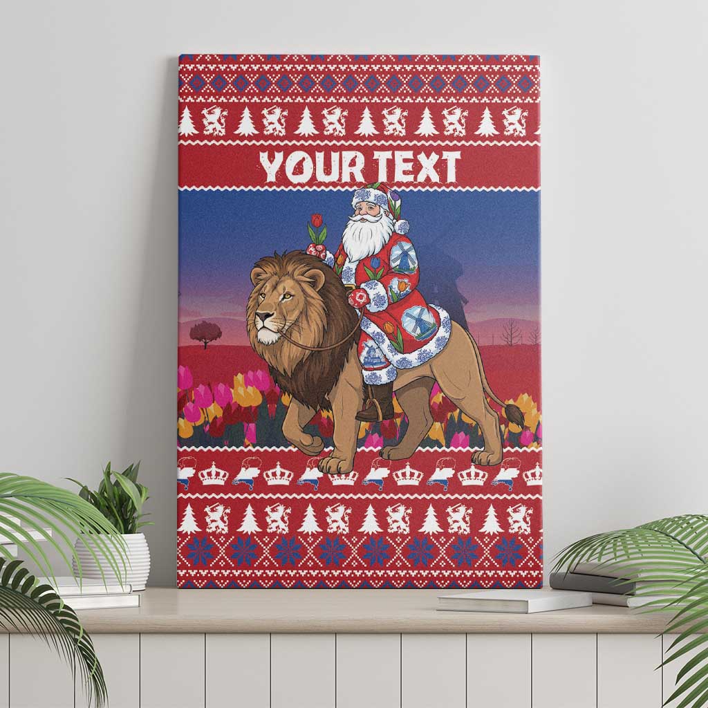 Netherlands Christmas Personalized Canvas Wall Art Santa Riding Lion Fijne Kerstdagen - Wonder Print Shop