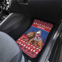 Netherlands Christmas Personalized Car Mats Santa Riding Lion Fijne Kerstdagen - Wonder Print Shop