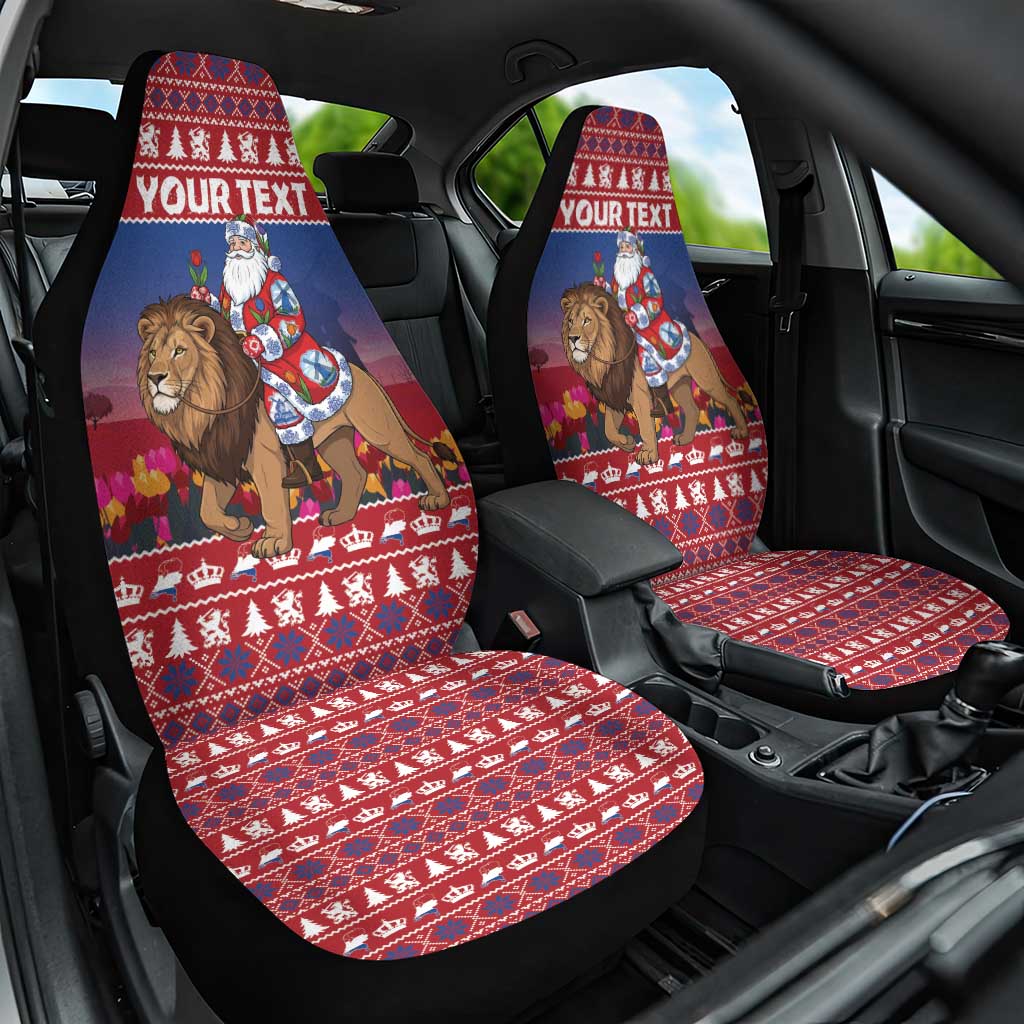 Netherlands Christmas Personalized Car Seat Cover Santa Riding Lion Fijne Kerstdagen - Wonder Print Shop