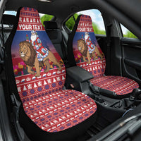 Netherlands Christmas Personalized Car Seat Cover Santa Riding Lion Fijne Kerstdagen - Wonder Print Shop