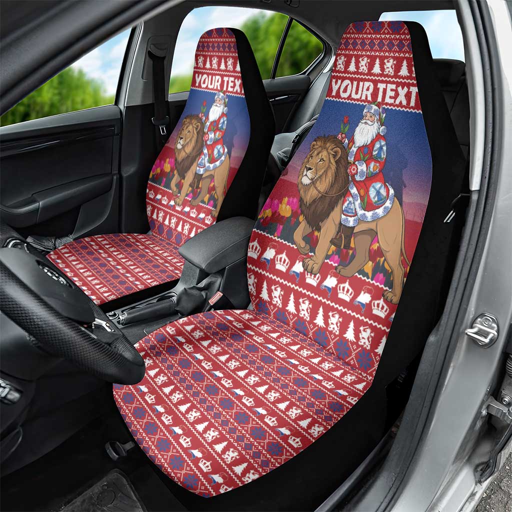Netherlands Christmas Personalized Car Seat Cover Santa Riding Lion Fijne Kerstdagen - Wonder Print Shop