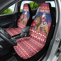 Netherlands Christmas Personalized Car Seat Cover Santa Riding Lion Fijne Kerstdagen - Wonder Print Shop