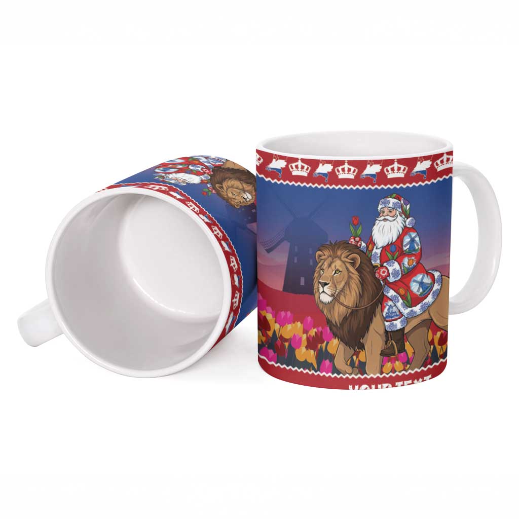 Netherlands Christmas Personalized Ceramic Mug Santa Riding Lion Fijne Kerstdagen - Wonder Print Shop