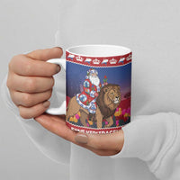 Netherlands Christmas Personalized Ceramic Mug Santa Riding Lion Fijne Kerstdagen - Wonder Print Shop
