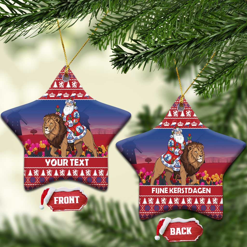 Netherlands Christmas Personalized Ceramic Ornament Santa Riding Lion Fijne Kerstdagen - Wonder Print Shop