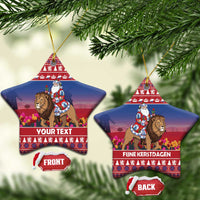 Netherlands Christmas Personalized Ceramic Ornament Santa Riding Lion Fijne Kerstdagen - Wonder Print Shop