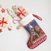 Netherlands Christmas Personalized Christmas Stocking Santa Riding Lion Fijne Kerstdagen - Wonder Print Shop