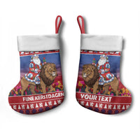 Netherlands Christmas Personalized Christmas Stocking Santa Riding Lion Fijne Kerstdagen - Wonder Print Shop