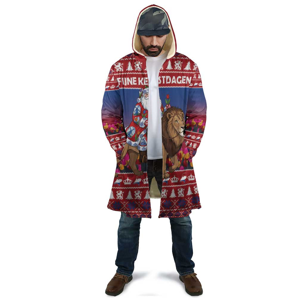 Netherlands Christmas Personalized Cloak Santa Riding Lion Fijne Kerstdagen - Wonder Print Shop