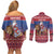Netherlands Christmas Personalized Couples Matching Off Shoulder Short Dress and Long Sleeve Button Shirt Santa Riding Lion Fijne Kerstdagen - Wonder Print Shop