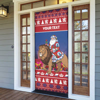 Netherlands Christmas Personalized Door Cover Santa Riding Lion Fijne Kerstdagen - Wonder Print Shop