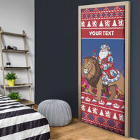 Netherlands Christmas Personalized Door Cover Santa Riding Lion Fijne Kerstdagen - Wonder Print Shop