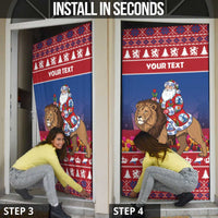 Netherlands Christmas Personalized Door Cover Santa Riding Lion Fijne Kerstdagen - Wonder Print Shop