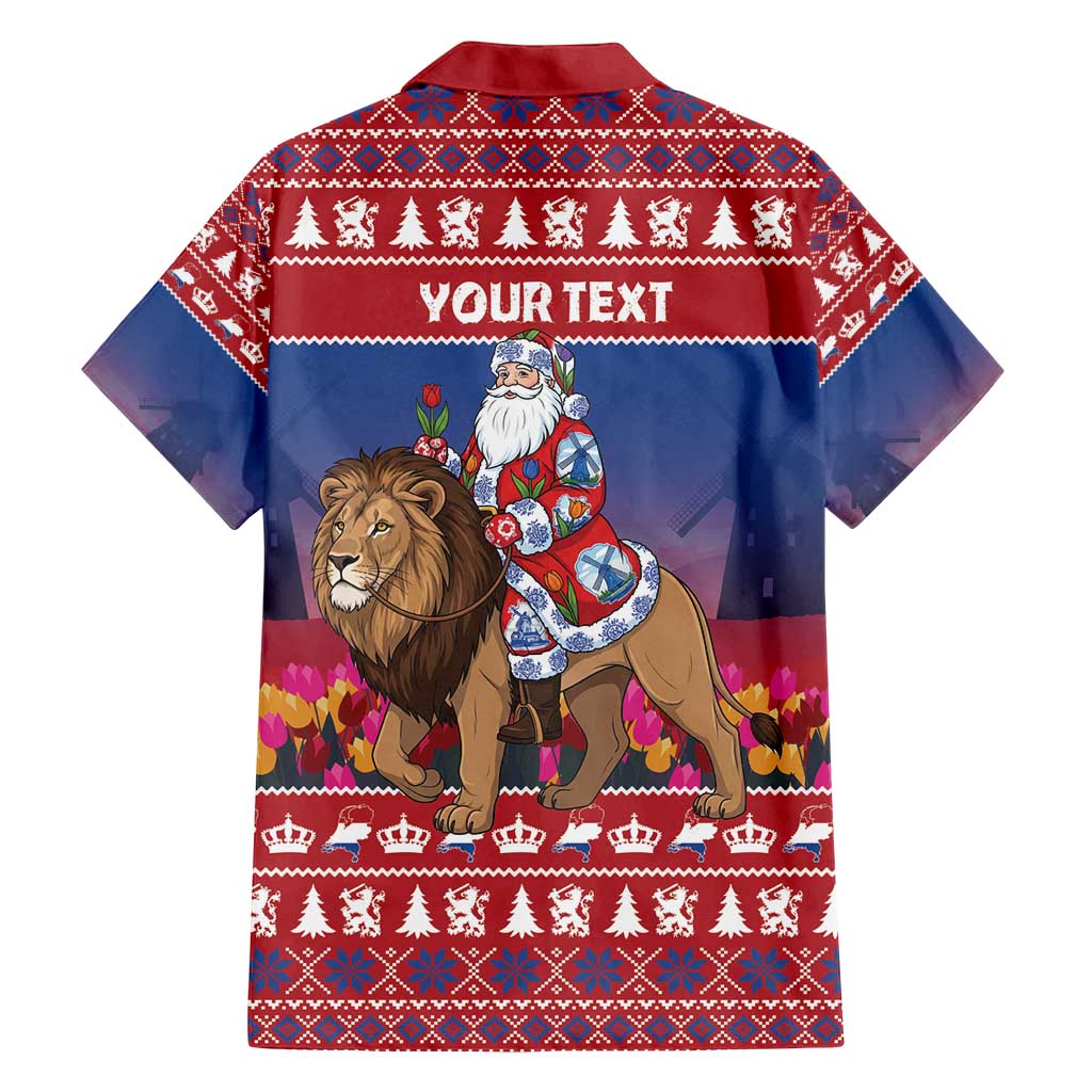 Netherlands Christmas Personalized Family Matching Long Sleeve Bodycon Dress and Hawaiian Shirt Santa Riding Lion Fijne Kerstdagen - Wonder Print Shop