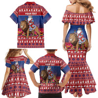 Netherlands Christmas Personalized Family Matching Mermaid Dress and Hawaiian Shirt Santa Riding Lion Fijne Kerstdagen - Wonder Print Shop