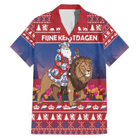 Netherlands Christmas Personalized Family Matching Mermaid Dress and Hawaiian Shirt Santa Riding Lion Fijne Kerstdagen - Wonder Print Shop