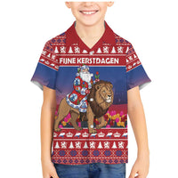 Netherlands Christmas Personalized Family Matching Mermaid Dress and Hawaiian Shirt Santa Riding Lion Fijne Kerstdagen - Wonder Print Shop
