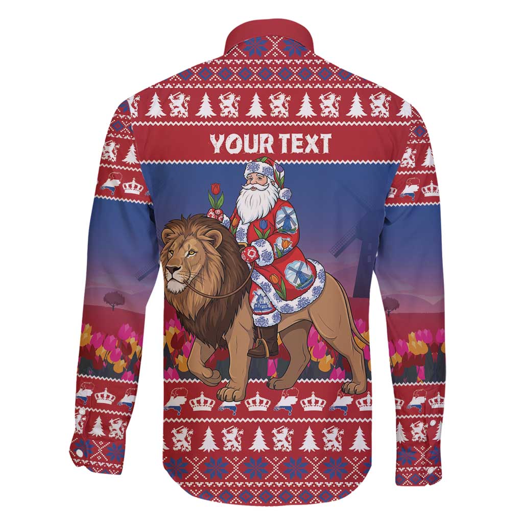 Netherlands Christmas Personalized Family Matching Off Shoulder Maxi Dress and Hawaiian Shirt Santa Riding Lion Fijne Kerstdagen - Wonder Print Shop