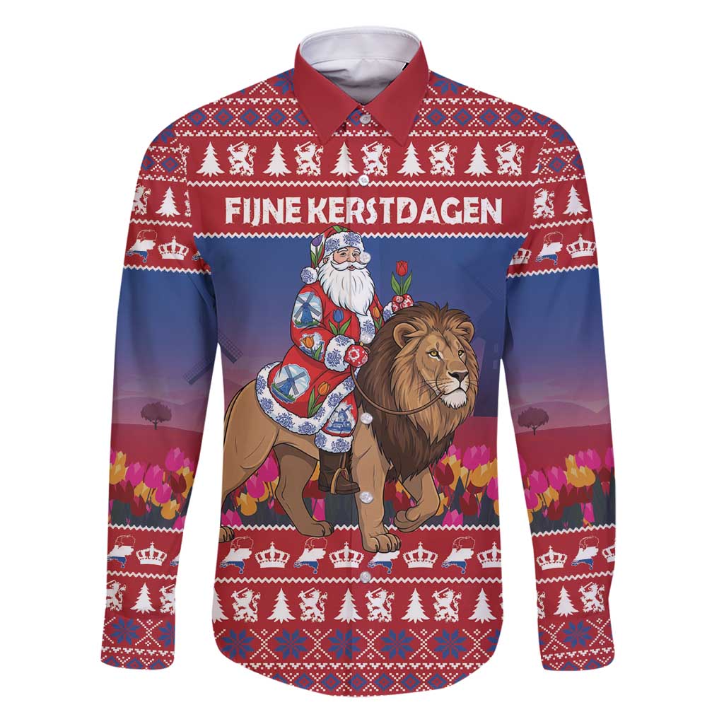 Netherlands Christmas Personalized Family Matching Puletasi and Hawaiian Shirt Santa Riding Lion Fijne Kerstdagen - Wonder Print Shop