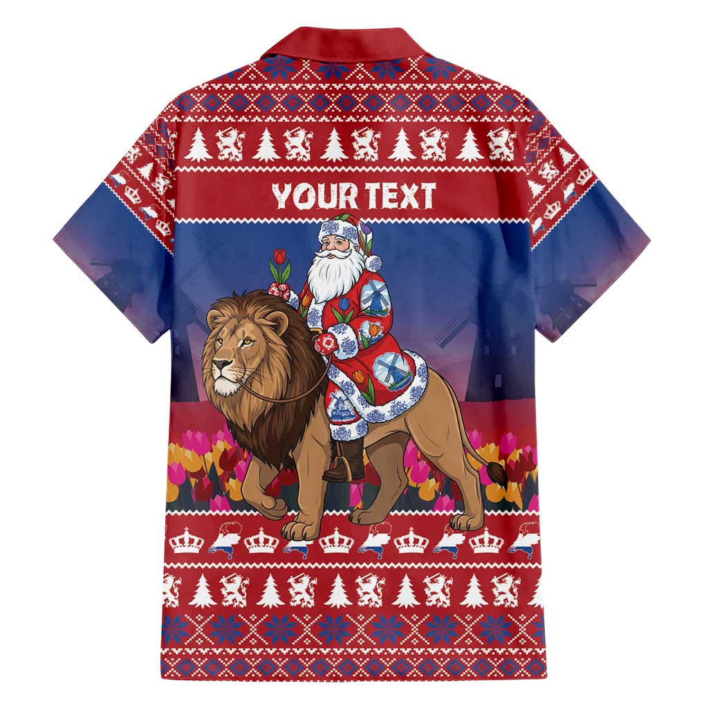 Netherlands Christmas Personalized Family Matching Short Sleeve Bodycon Dress and Hawaiian Shirt Santa Riding Lion Fijne Kerstdagen - Wonder Print Shop