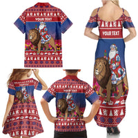Netherlands Christmas Personalized Family Matching Summer Maxi Dress and Hawaiian Shirt Santa Riding Lion Fijne Kerstdagen - Wonder Print Shop