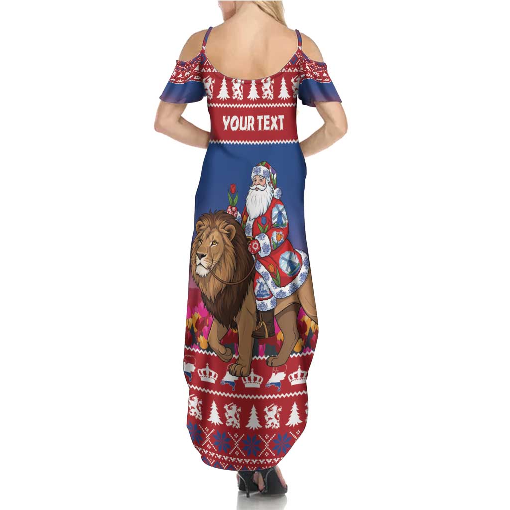 Netherlands Christmas Personalized Family Matching Summer Maxi Dress and Hawaiian Shirt Santa Riding Lion Fijne Kerstdagen - Wonder Print Shop
