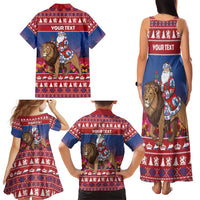 Netherlands Christmas Personalized Family Matching Tank Maxi Dress and Hawaiian Shirt Santa Riding Lion Fijne Kerstdagen - Wonder Print Shop