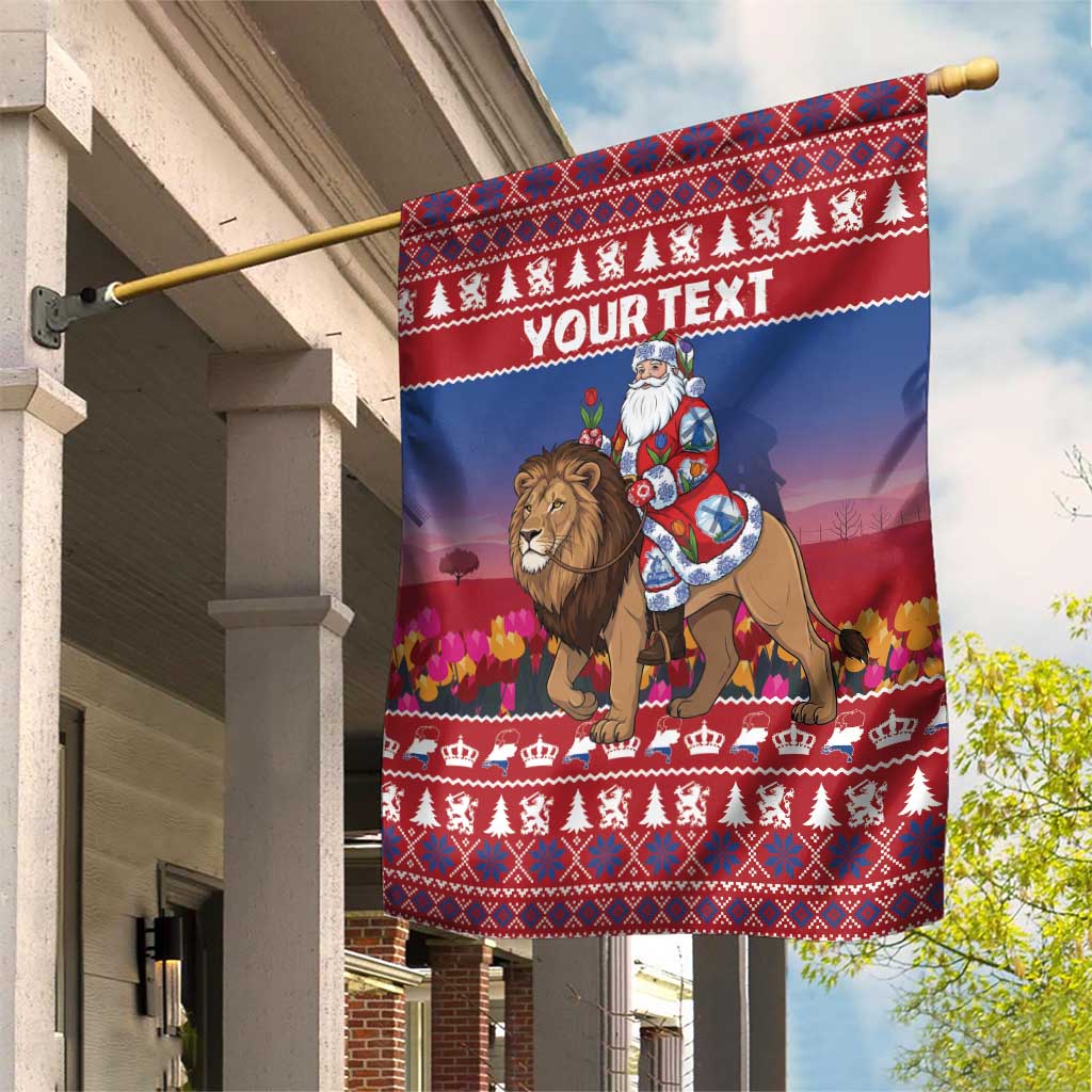 Netherlands Christmas Personalized Garden Flag Santa Riding Lion Fijne Kerstdagen - Wonder Print Shop