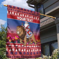 Netherlands Christmas Personalized Garden Flag Santa Riding Lion Fijne Kerstdagen - Wonder Print Shop