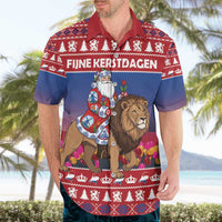 Netherlands Christmas Personalized Hawaiian Shirt Santa Riding Lion Fijne Kerstdagen - Wonder Print Shop