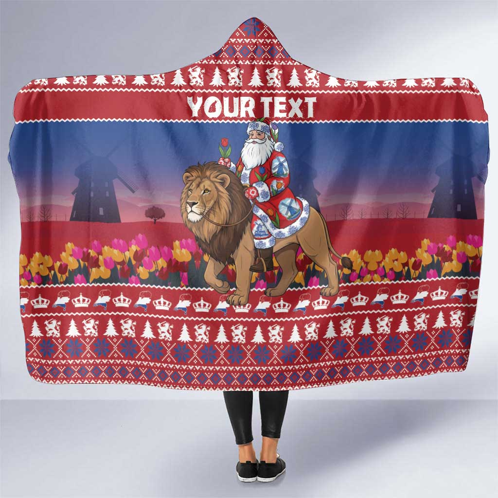 Netherlands Christmas Personalized Hooded Blanket Santa Riding Lion Fijne Kerstdagen - Wonder Print Shop