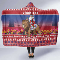 Netherlands Christmas Personalized Hooded Blanket Santa Riding Lion Fijne Kerstdagen - Wonder Print Shop