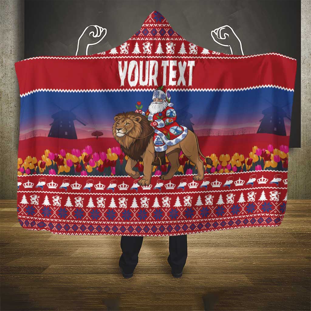 Netherlands Christmas Personalized Hooded Blanket Santa Riding Lion Fijne Kerstdagen - Wonder Print Shop