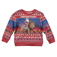 Netherlands Christmas Personalized Kid Ugly Christmas Sweater Santa Riding Lion Fijne Kerstdagen - Wonder Print Shop